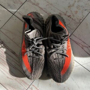 Yeezy Men's Gray and Orange Sneakers
